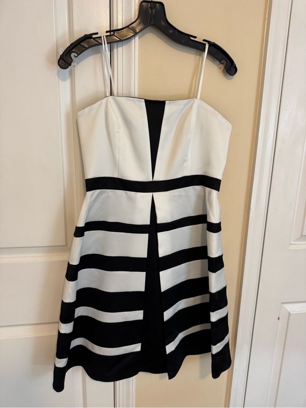 Max & Cleo Black and White Striped Spaghetti Strap Mini Dress
